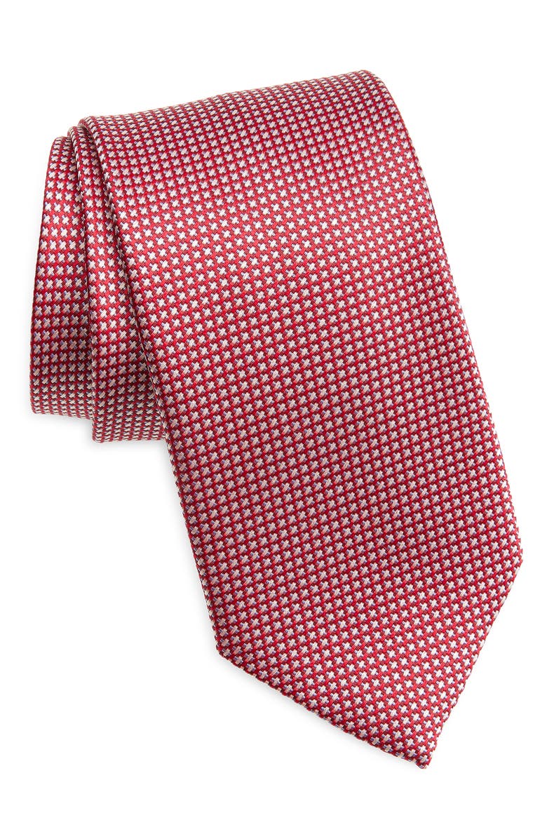 David Donahue Jacquard Silk Tie, Main, color, Red