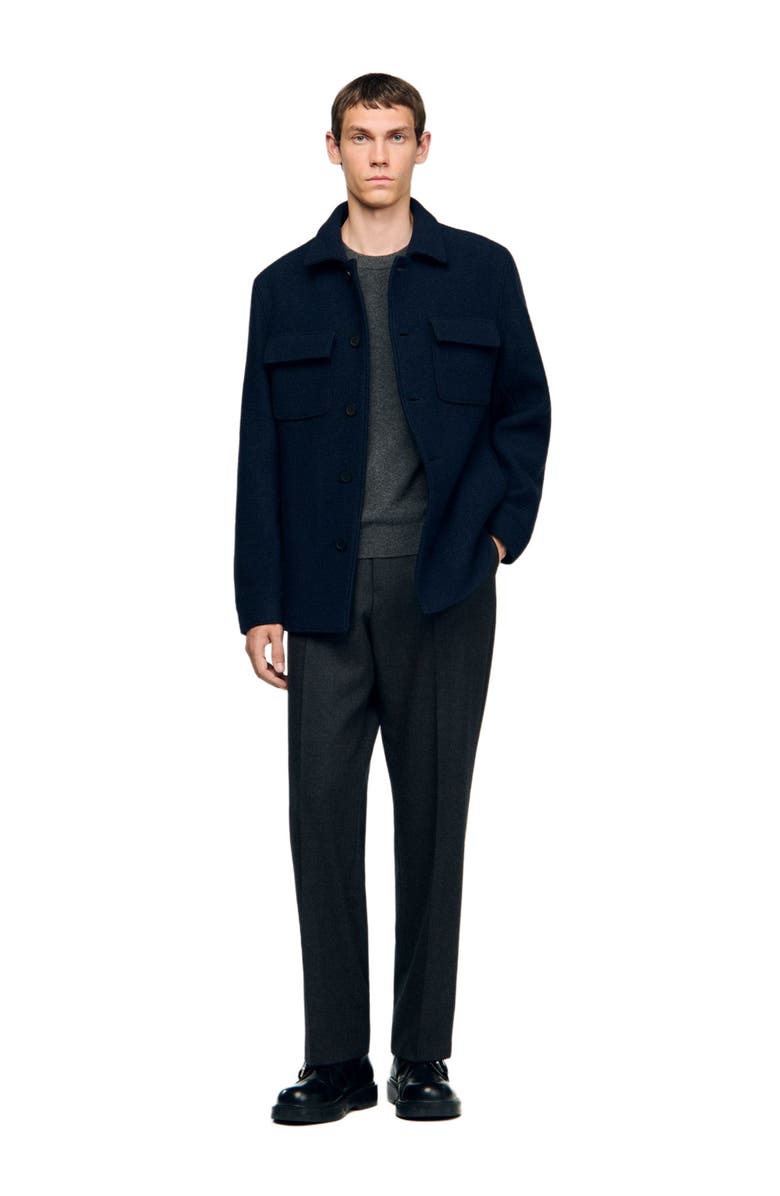 SANDRO Virgin wool overshirt, Alternate, color, Midnight Blue