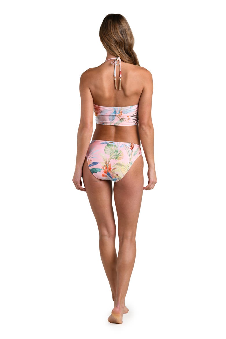 Colorful Palm Print Halter Swim Top, Alternate, color, PINK MULTI