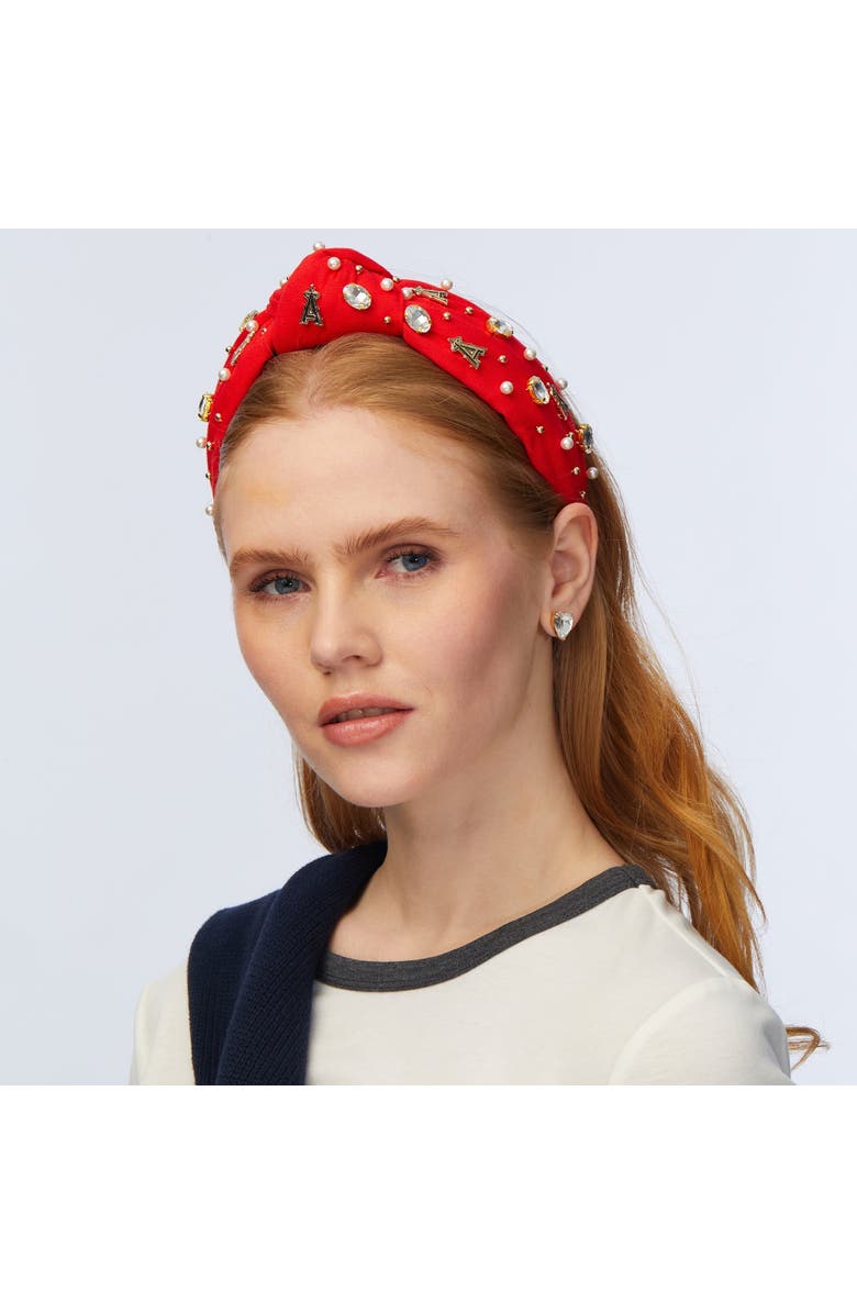 Lele Sadoughi MLB Los Angeles Angels Embellished Headband, Alternate, color, Red 600
