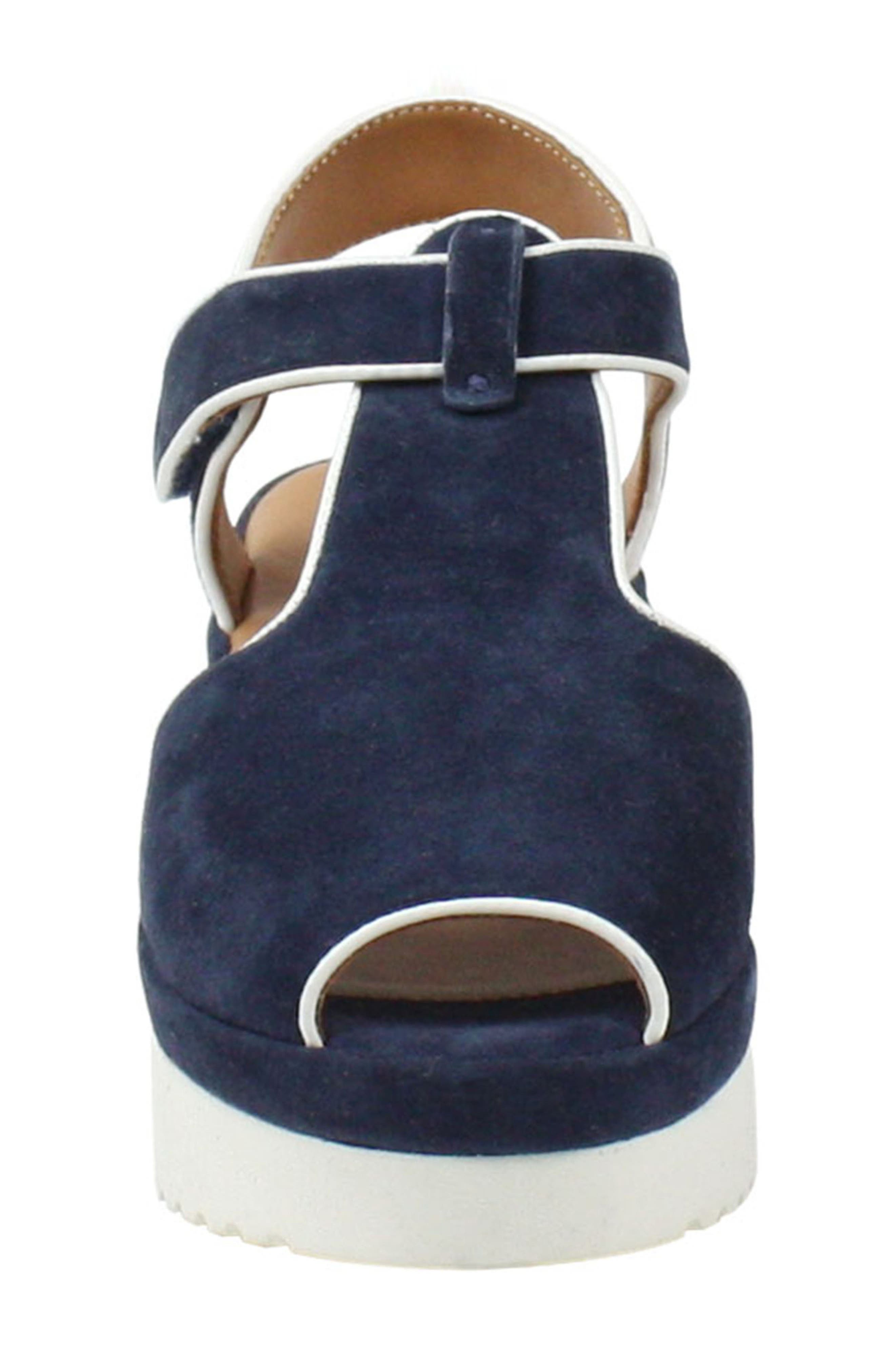Almika Sandal, Alternate, color, NAVY/ WHITE SUEDE