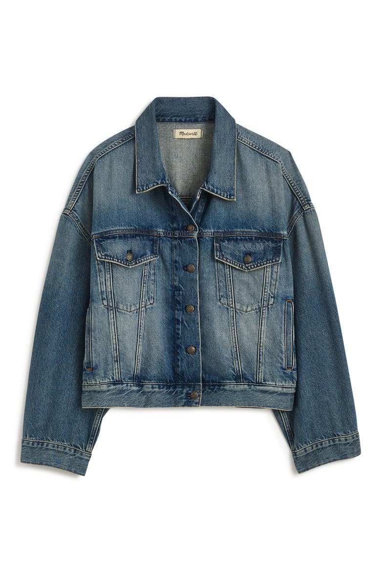 Crop Relaxed Denim Trucker Jacket, Alternate, color, BILLINGS WASH