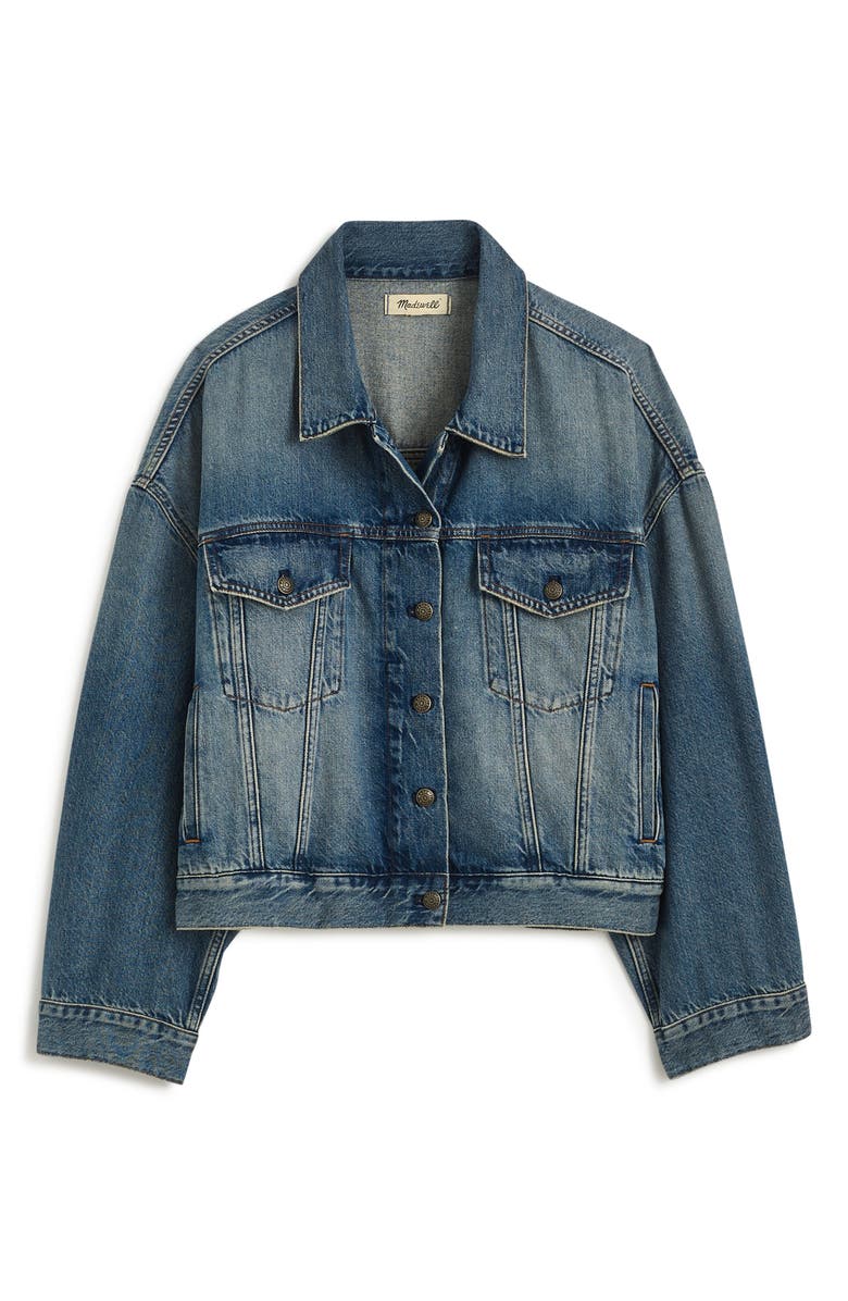 Madewell Crop Relaxed Denim Trucker Jacket, Alternate, color, Billings Wash