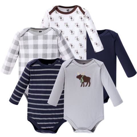 Five-Piece Collection of Long-Sleeve Cotton Bodysuits