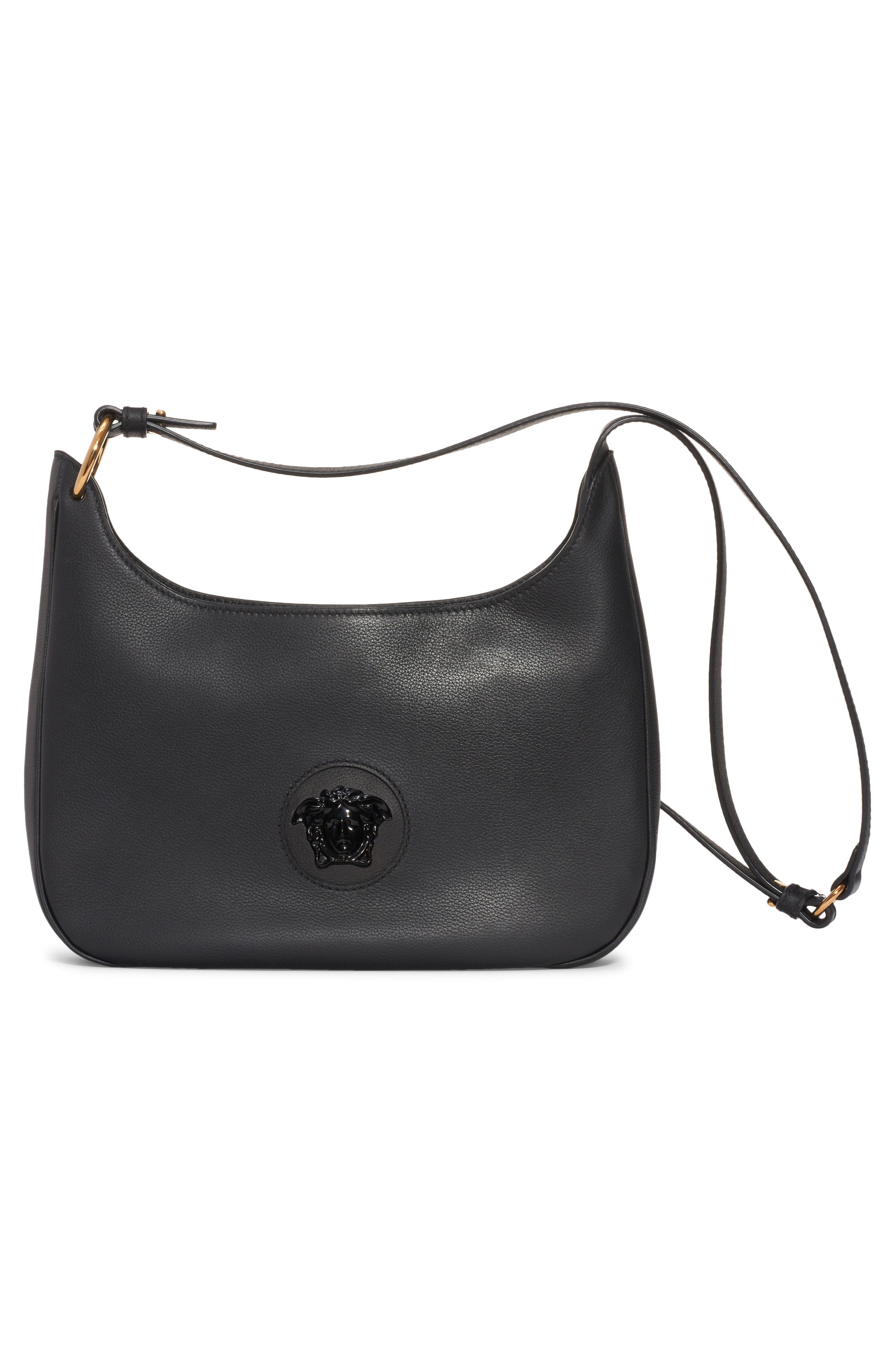 Versace Medium La Medusa Leather Hobo, Alternate, color, 