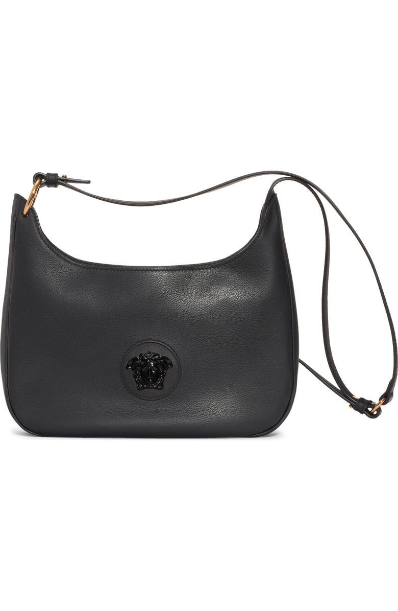 Versace Medium La Medusa Leather Hobo, Alternate, color,