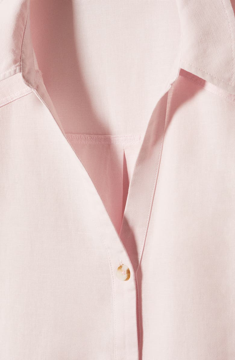MANGO Short Sleeve Cotton & Linen Button-Up Shirt, Alternate, color, 