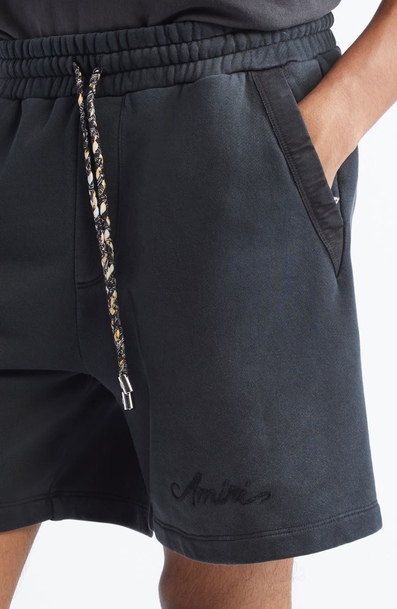 AMIRI Bleach Bandana Shorts, Alternate, color, Black