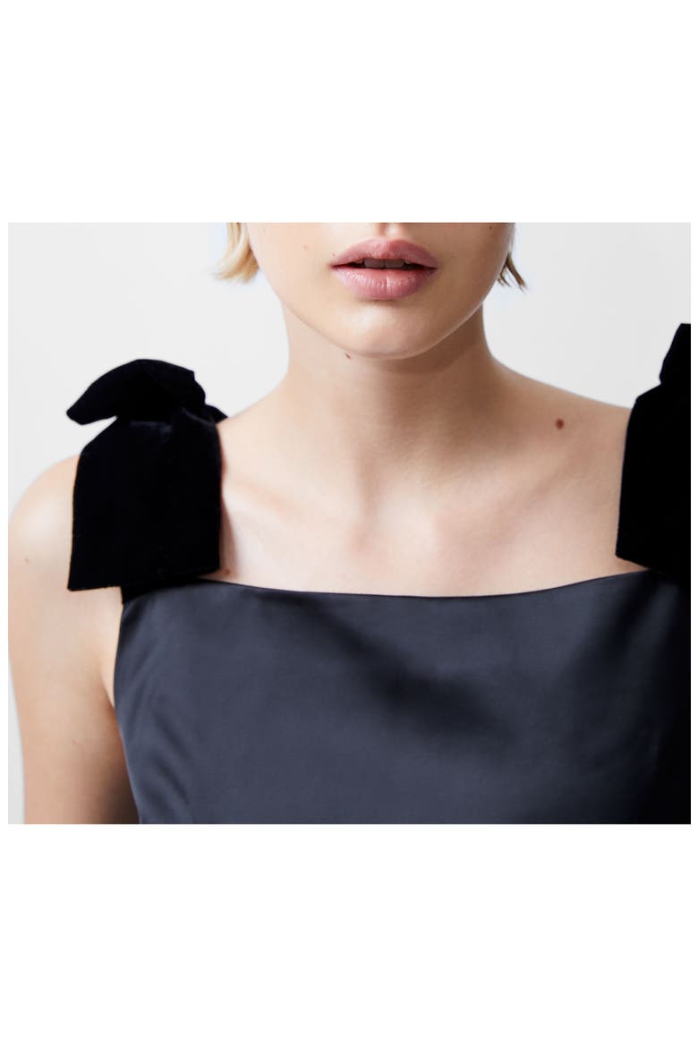 Carey Bow Shoulder Satin Minidress, Alternate, color, BLACKOUT