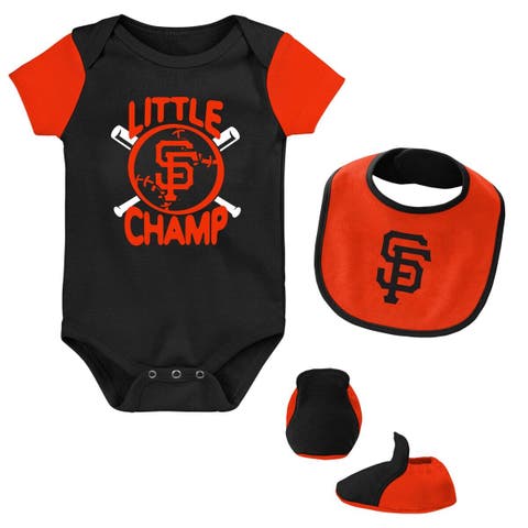 Newborn & Infant Black/Orange San Francisco Giants Little Champ Three-Pack Bodysuit Bib & Booties Set