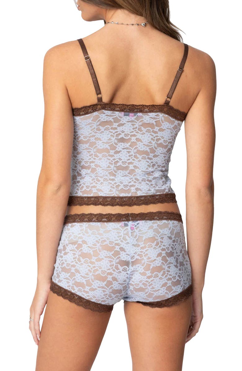 EDIKTED Dee Pointelle Stitch & Lace Camisole, Alternate, color, Light-Blue