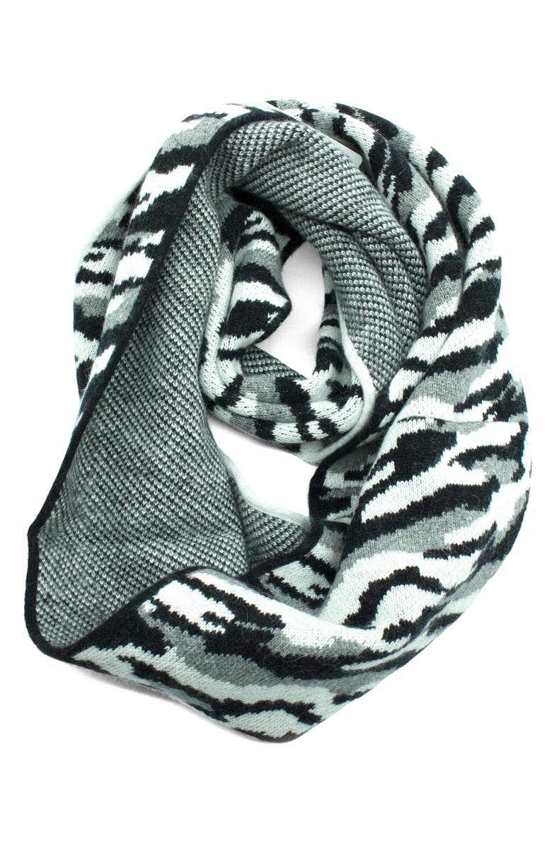 Portolano Twisted Camouflage Infinity Scarf, Main, color, Black/ Grey/ White