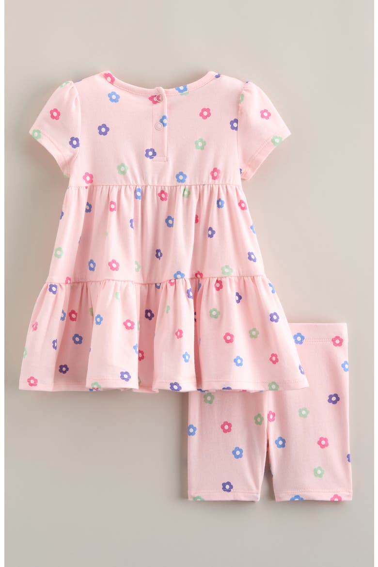 Floral Print Tiered Dress & Shorts Set, Alternate, color, PINK BALM MULTI DAISIES