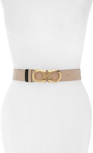 FERRAGAMO Double Gancio Reversible Leather Belt