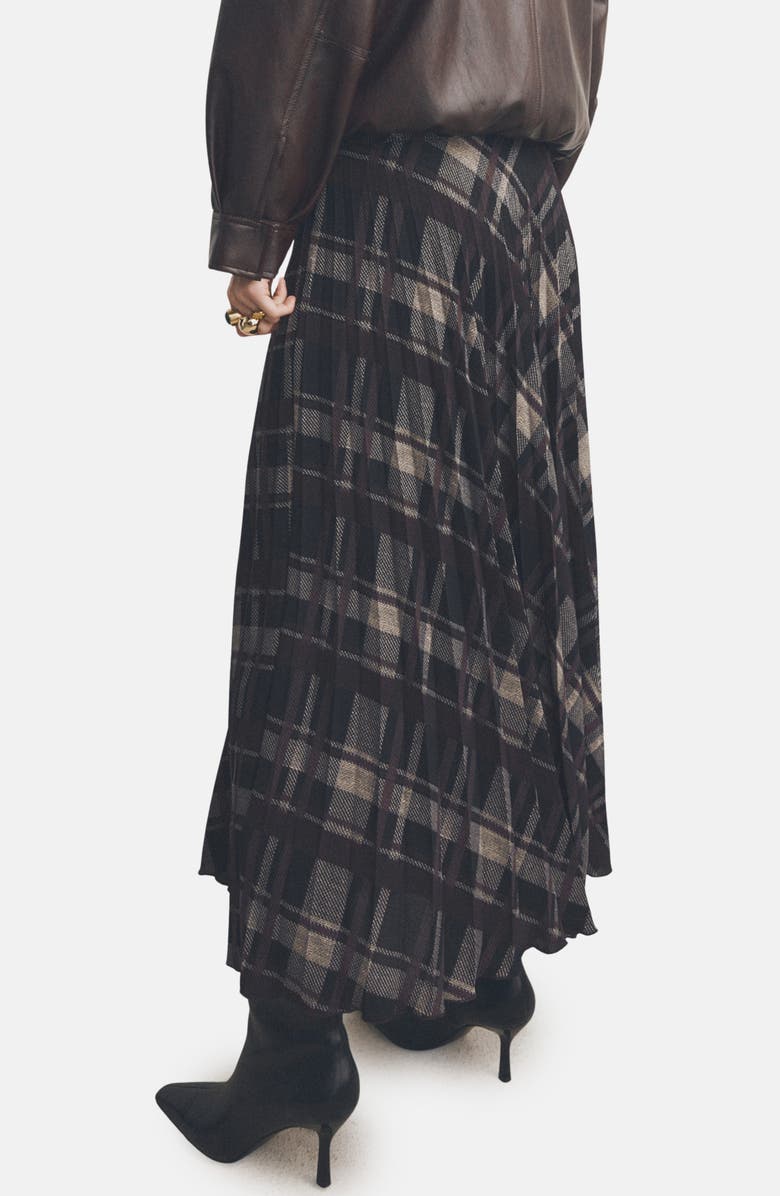 MANGO Check Pleated Midi Skirt, Alternate, color, 