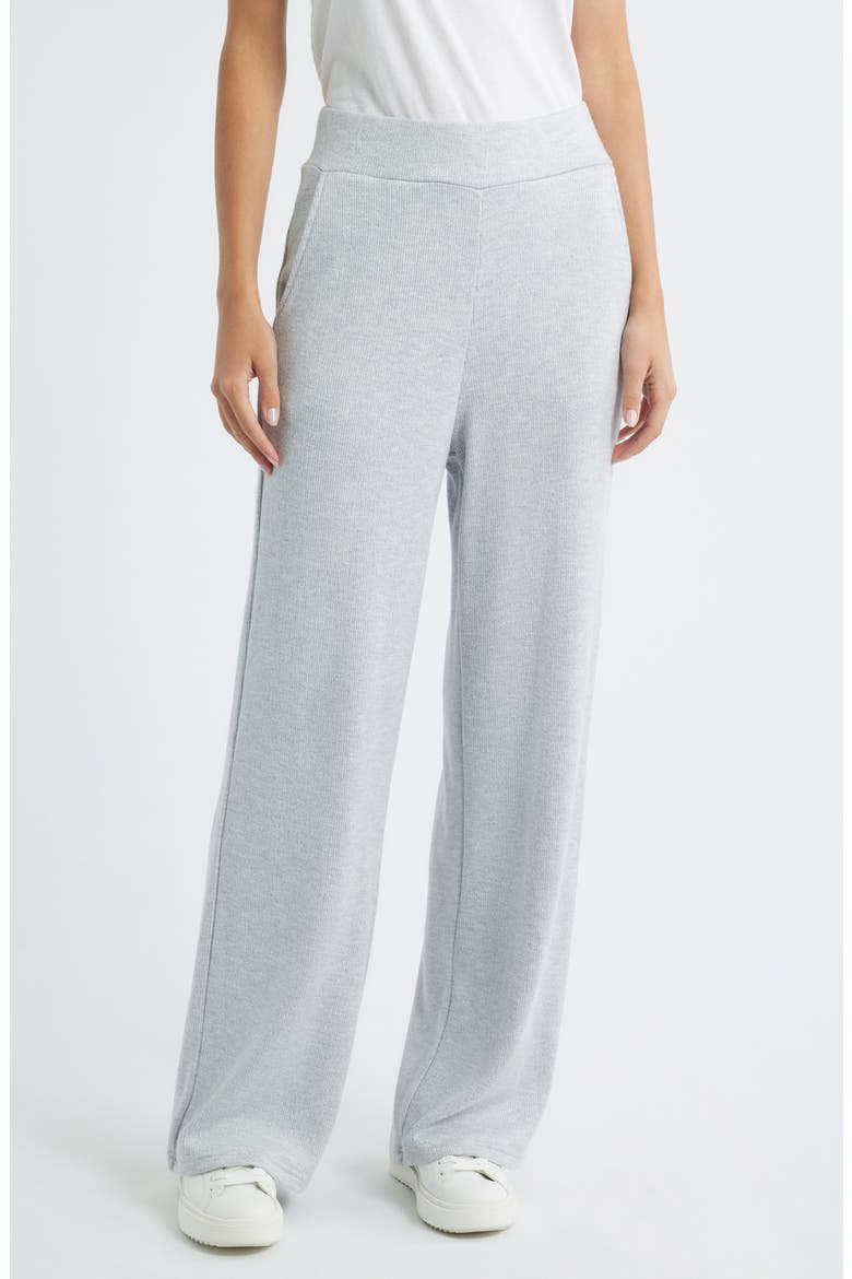 Ellery Rib Wide Leg Pants, Main, color, HEATHER GREY BRUSHED