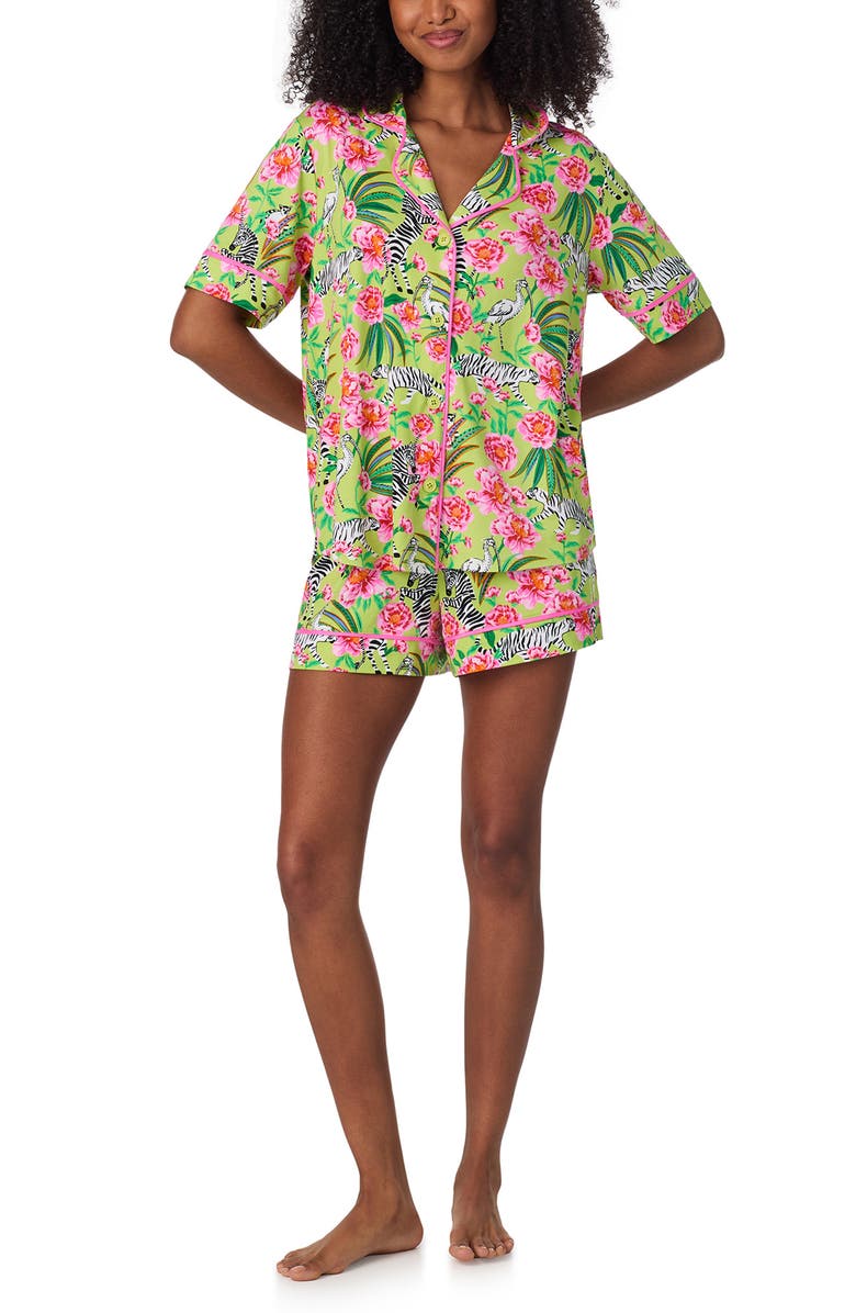 Room Service Pjs Printed Short Pajamas, Alternate, color, Green Pt