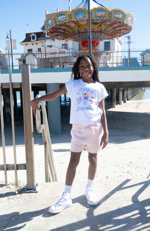 Tucker + Tate Kids' Print Cuff Sleeve Cotton Jersey T-shirt In White- Pink Gelato Graphic