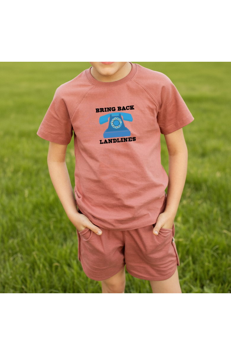 Jackalo Kids' Organic Cotton Landline Graphic T-Shirt, Alternate, color, Rose