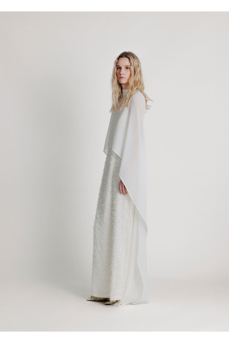 High Neck Bridal Cape, Alternate, color, White