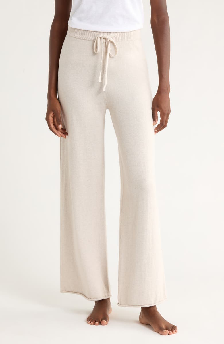 Papinelle Cotton & Cashmere Straight Leg Pajama Pants, Main, color, Ecru