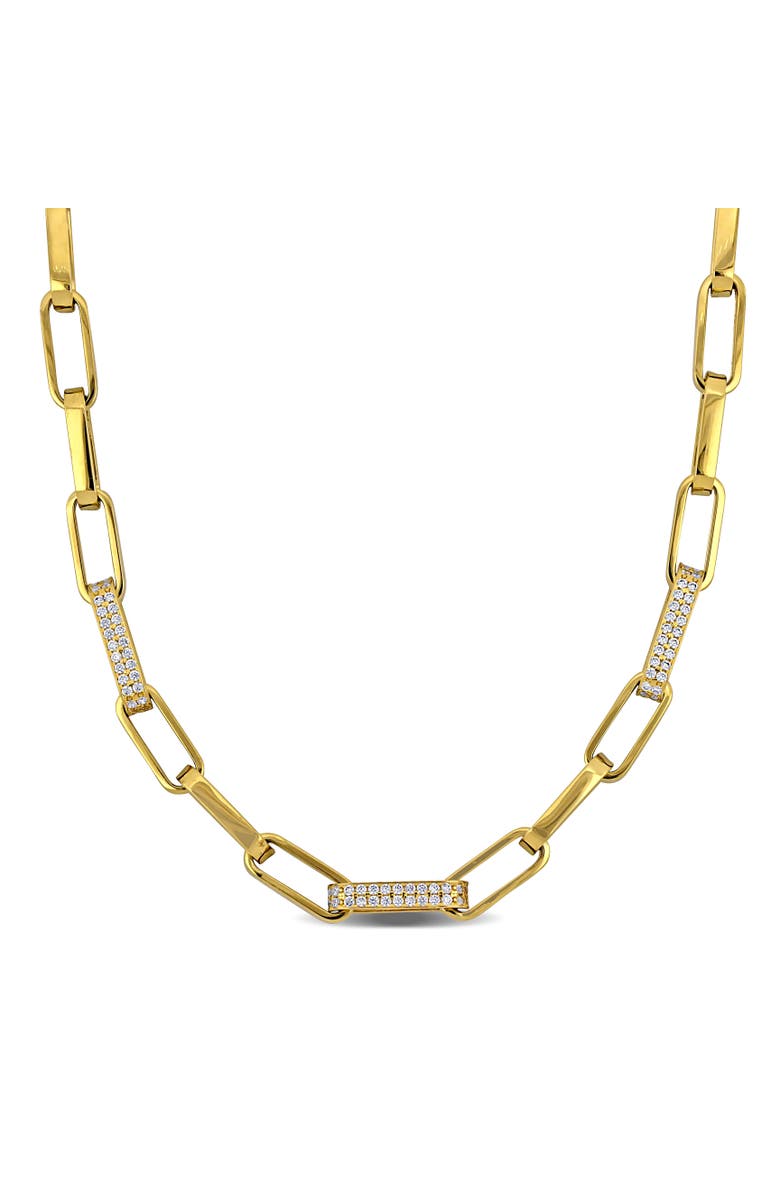 Julianna B. Cubic Zirconia Paperclip Link Necklace 14k, Main, color, 14K Yellow Gold