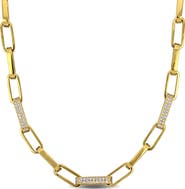 Julianna B. Cubic Zirconia Paperclip Link Necklace 14k