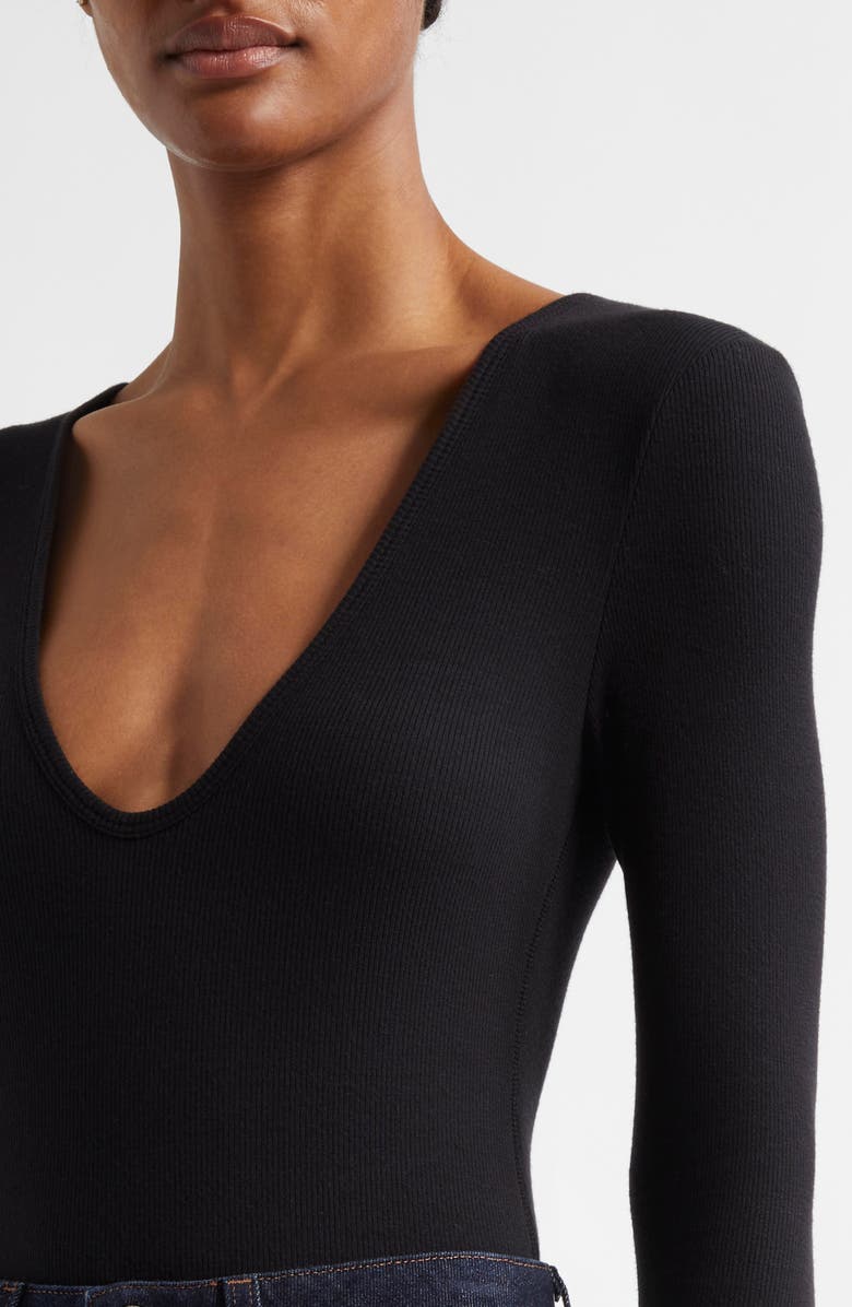 ATM Anthony Thomas Melillo V-Neck Rib Bodysuit, Alternate, color, 