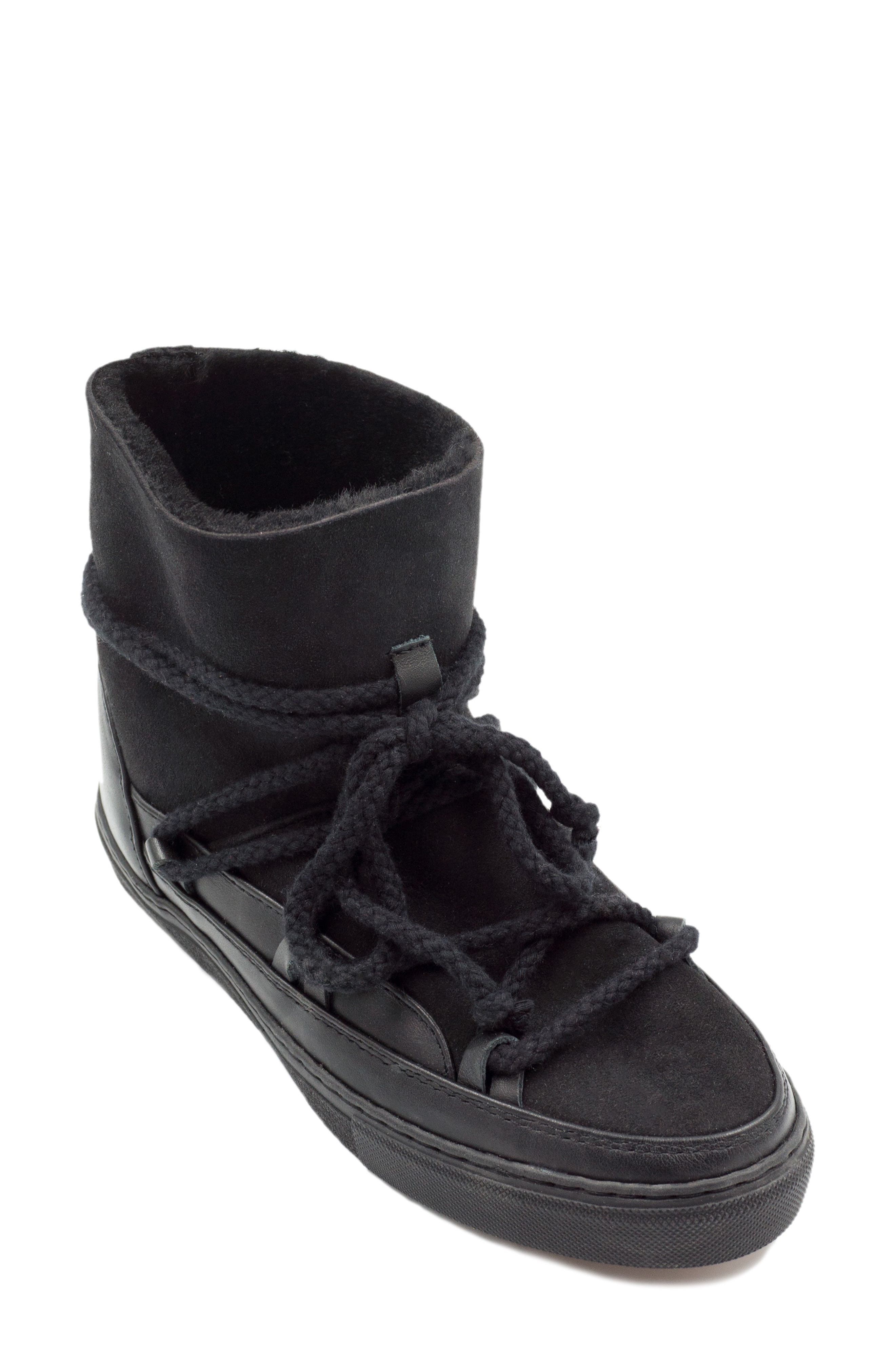 Classic Genuine Shearling Sneaker Boot, Main, color, BLACK