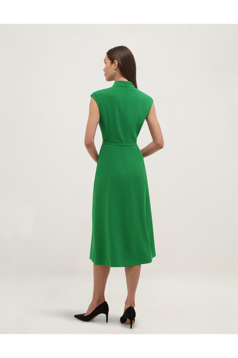 Mae Sculpted High Neck Belted Midi Dress, Alternate, color, Sprucegreen