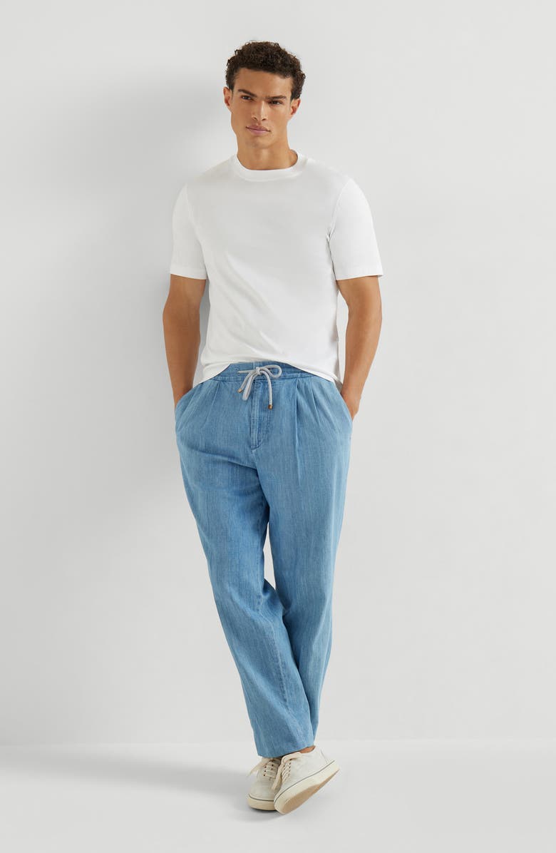 Brunello Cucinelli Lightweight denim trousers, Alternate, color, Light Denim