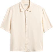 AllSaints Circe Logo Graphic Oversize Short Sleeve Button-Up Shirt