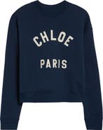 Chloé Paris Logo Appliqué Cotton Fleece Crop Sweatshirt