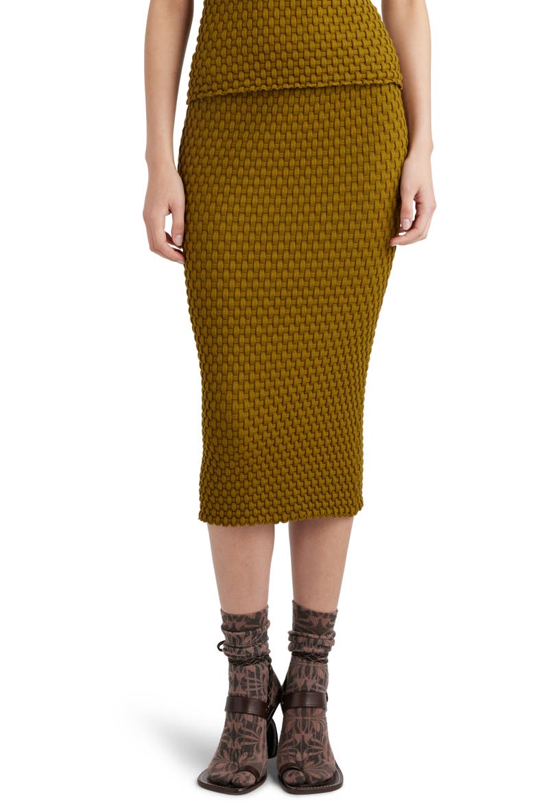 Tiffany Basket Weave Body-Con Midi Skirt, Main, color, OLIVE