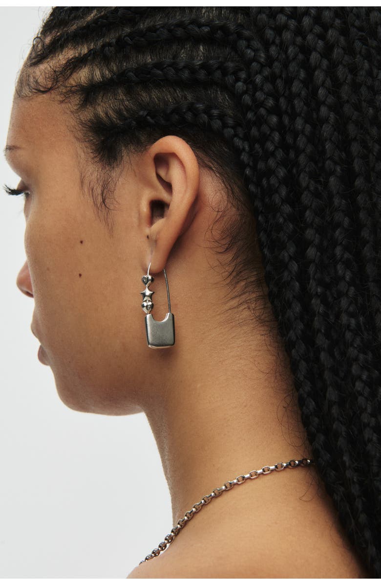 67jewelry Puffed Heart and Star Safety Pins, Alternate, color, Silver