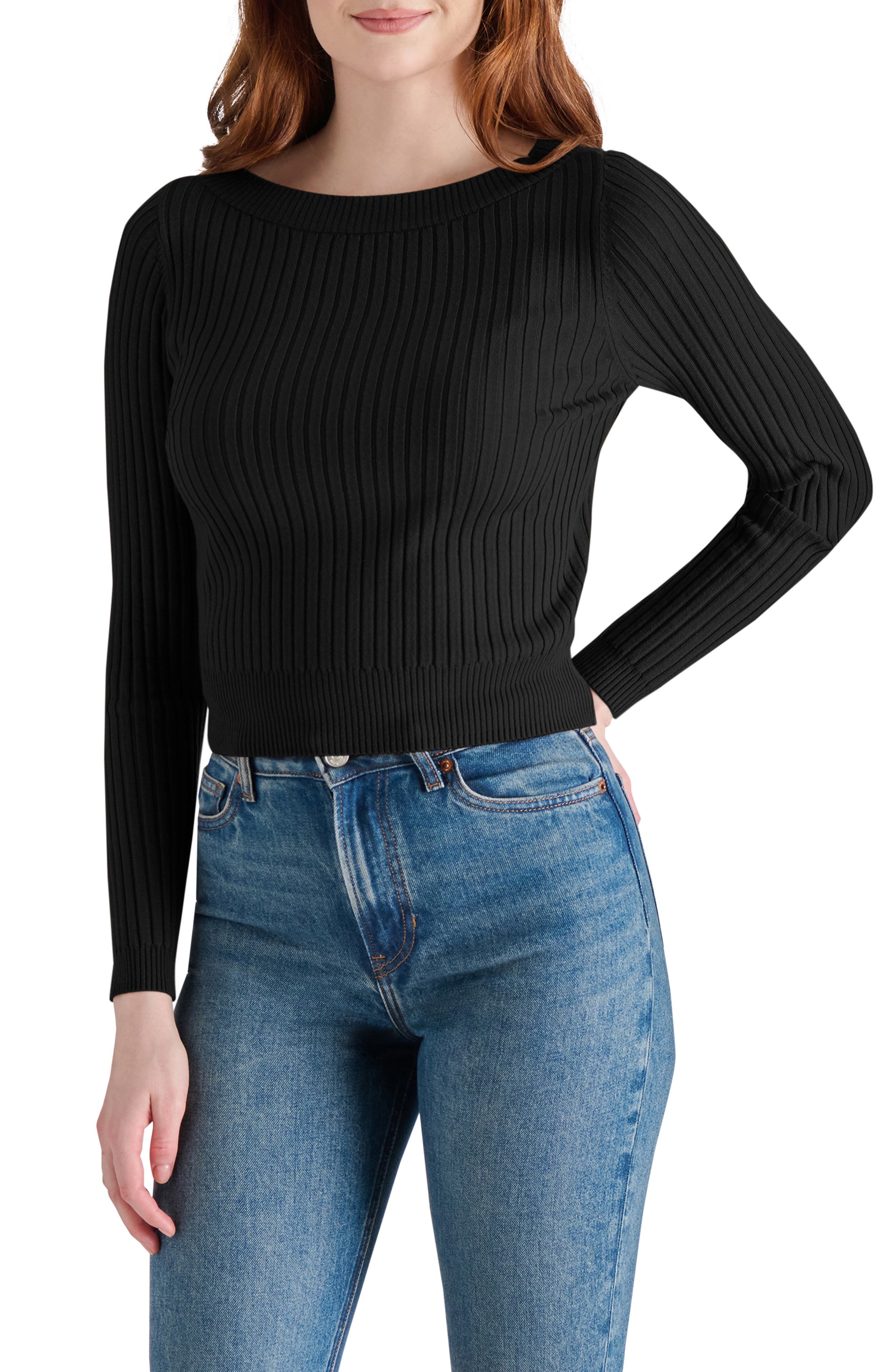 Steve Madden Rib Boat Neck Sweater