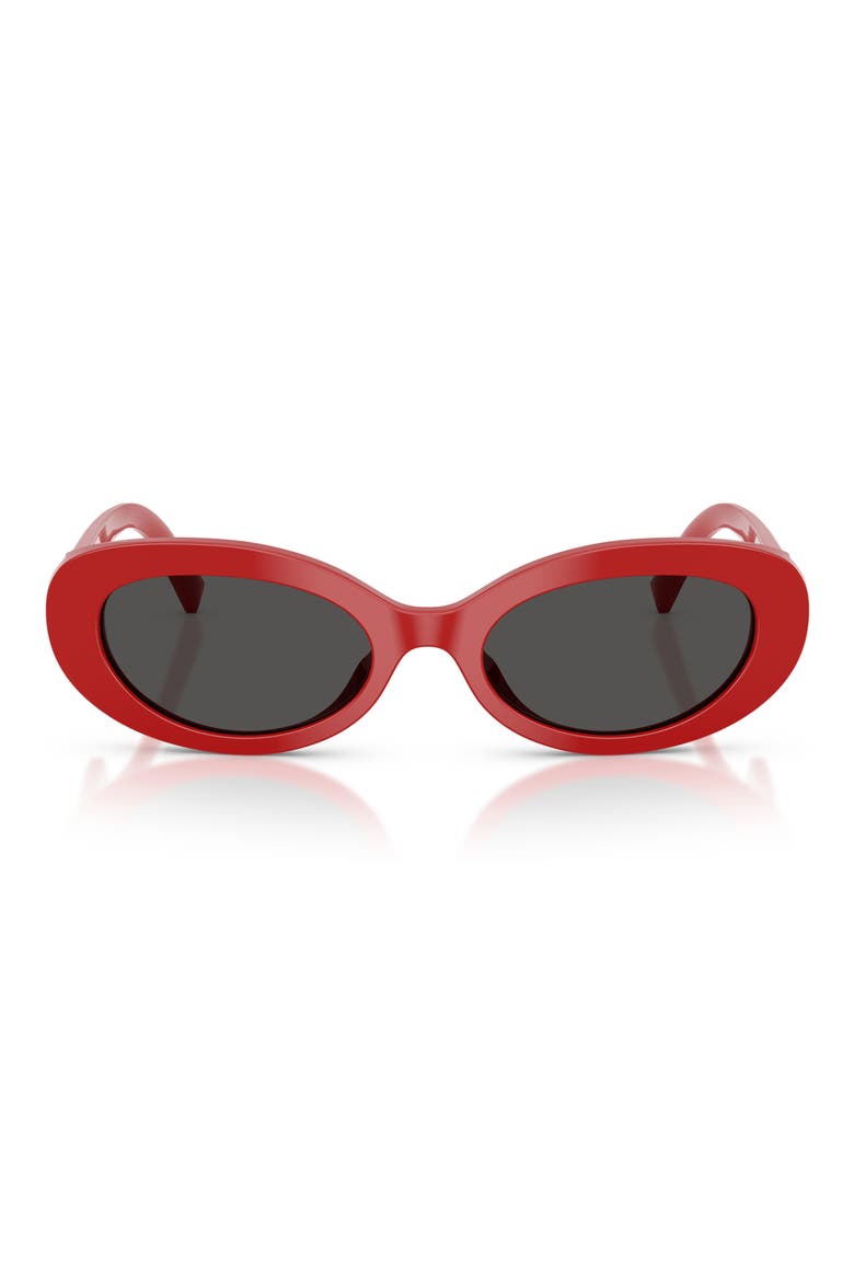 53mm Oval Sunglasses, Main, color, FULL RED / DARK GREY