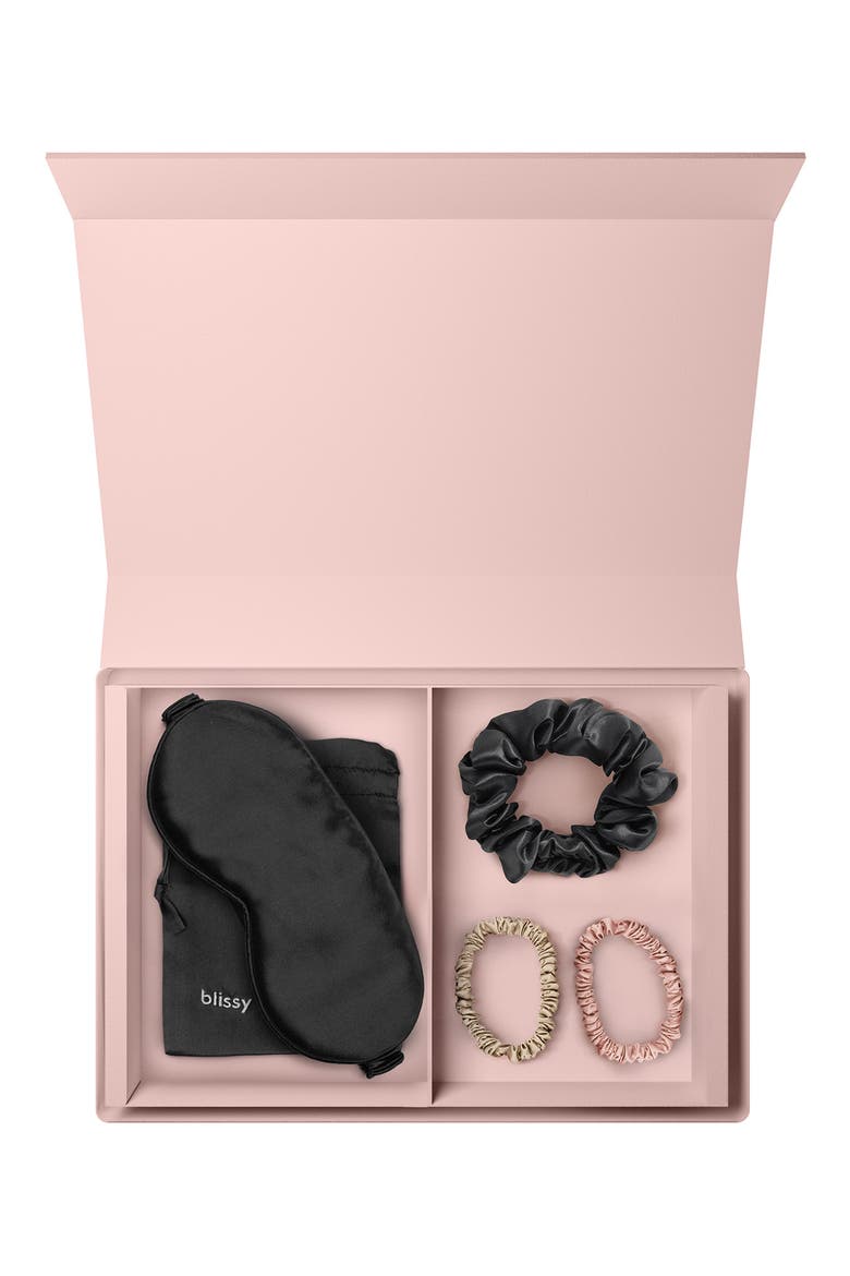 Best of Blissy Mulberry Silk 5-Piece Travel Set, Alternate, color, BLACK/ MULTI