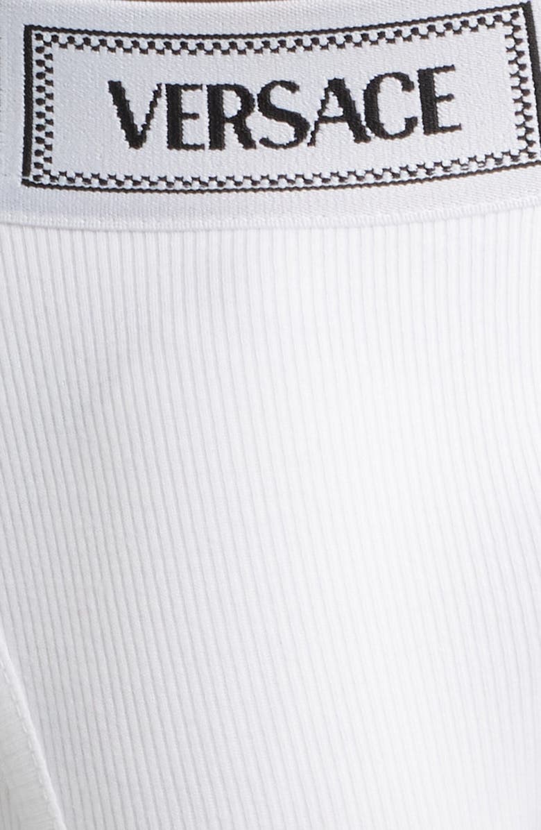 Versace '90s Logo Stretch Cotton Rib Briefs, Alternate, color, Optical White