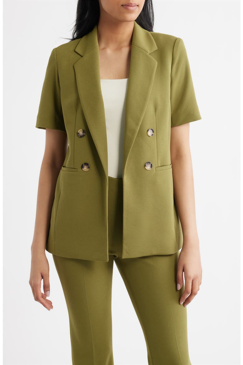 Short Sleeve Double Breasted Jacket, Main, color, BAY LEAF
