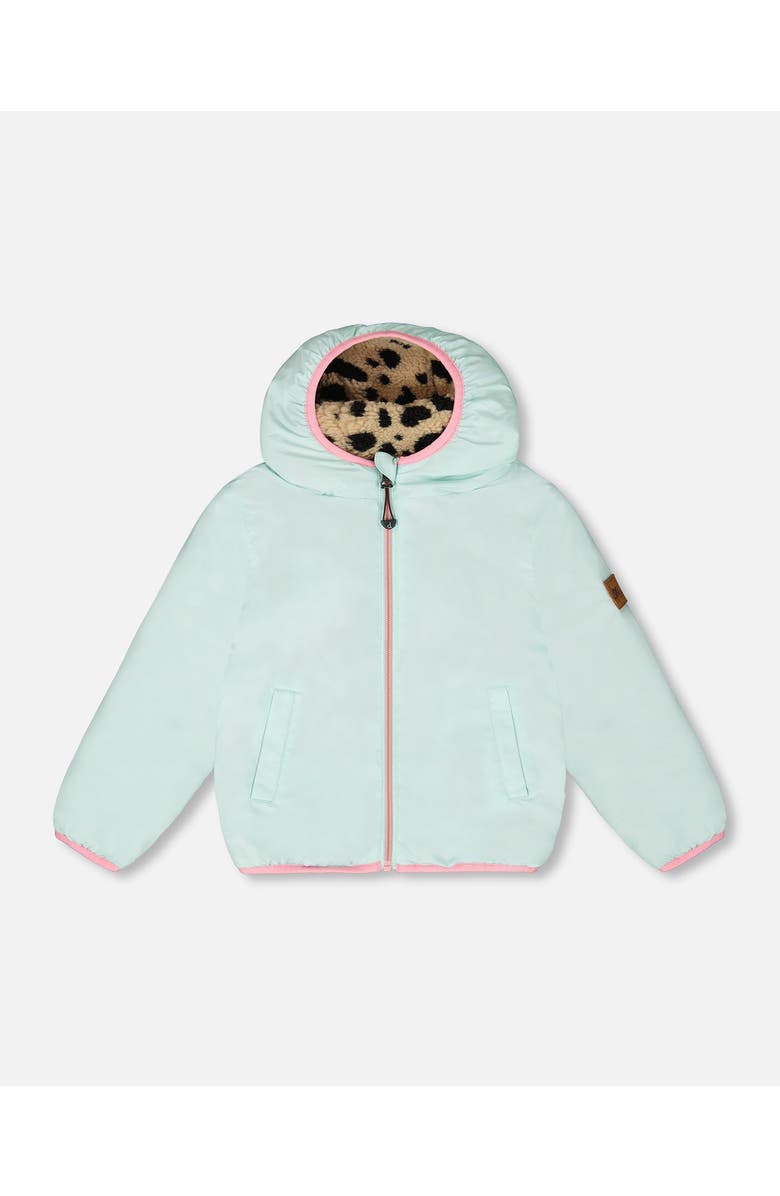 Deux par Deux Reversible Mid-Season Jacket Leopard, Alternate, color, Mint Green