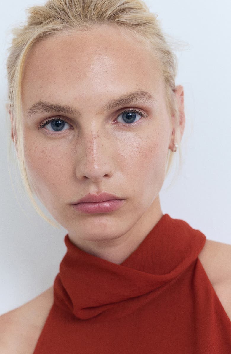 MANGO Tie Neck Sleeveless Maxi Dress, Alternate, color, Burnt Orange