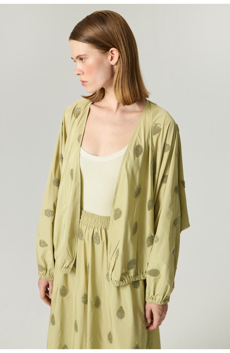 Nocturne Lightweight V-Neck Printed Kimono, Alternate, color, Olive Green