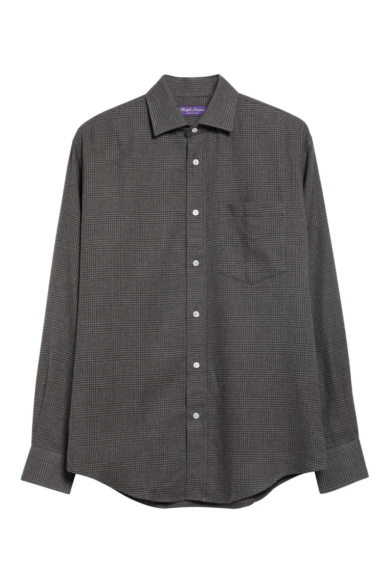 Glen Plaid Cotton Flannel Shirt, Alternate, color, DARK GREY MELANGE