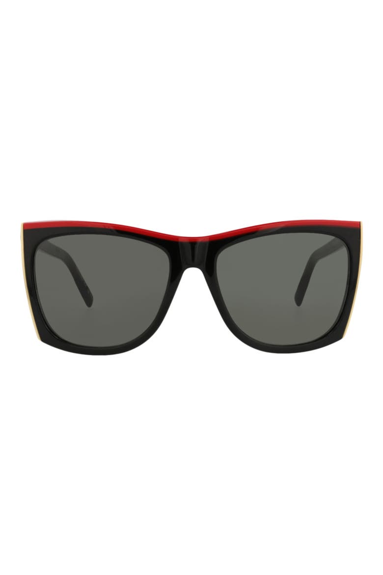 58mm Square Sunglasses, Main, color, BLACK BLACK GREY