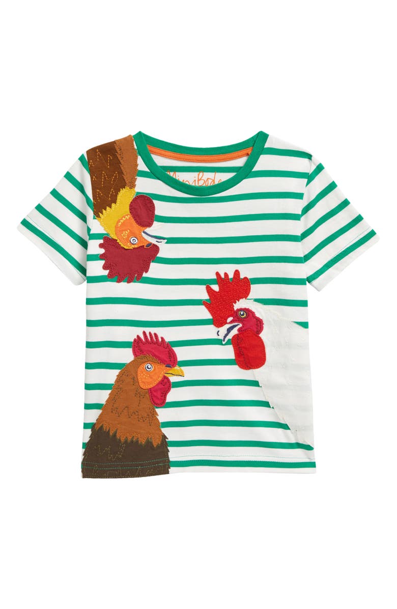 Mini Boden Kids' Stripe Pets Appliqué T-Shirt, Main, color,