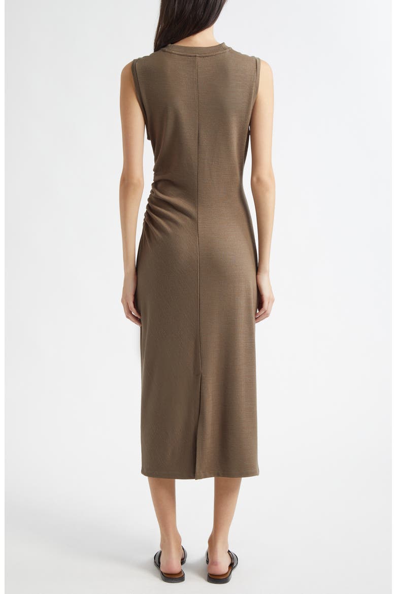 Side Ruched Sleeveless Knit Midi Dress, Alternate, color, MOSS SMOKE
