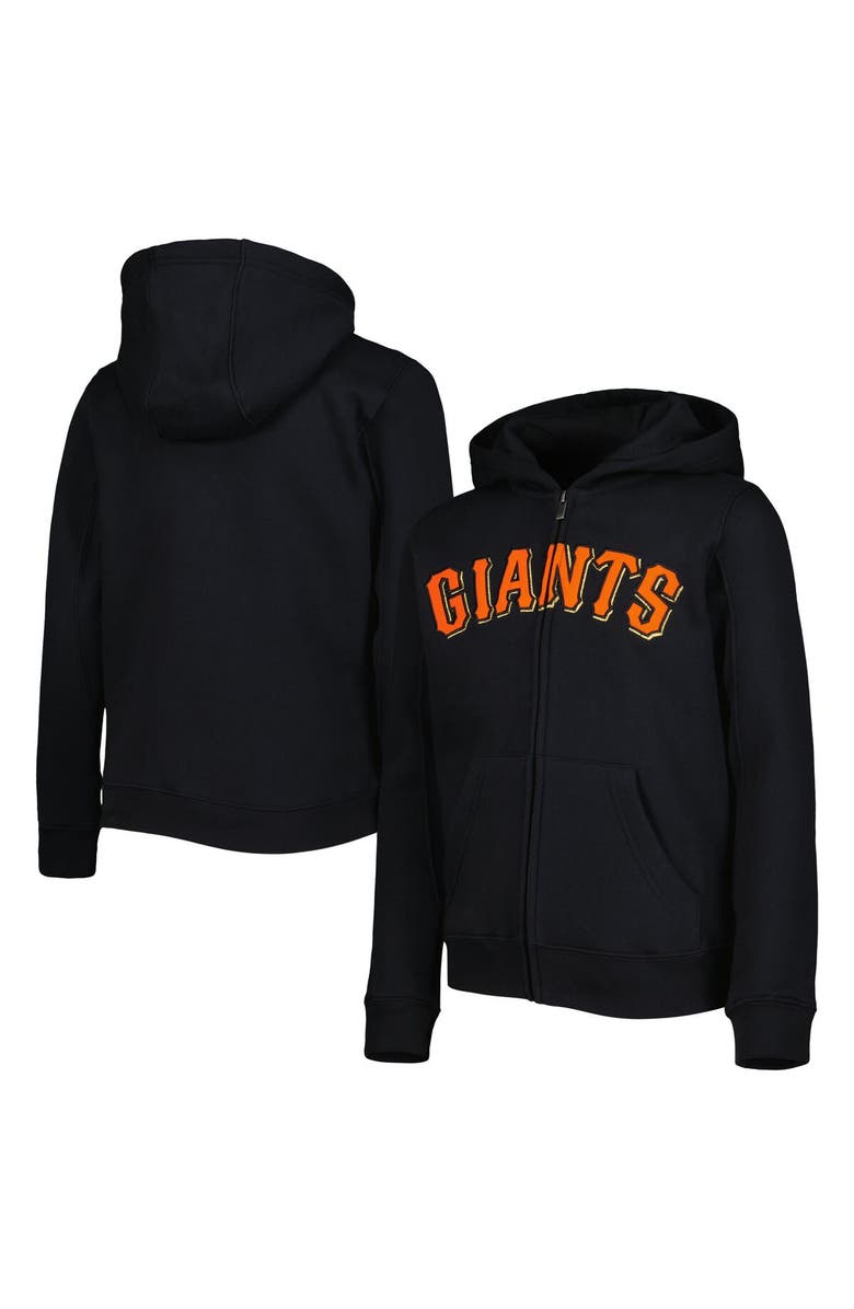 Outerstuff Youth Black San Francisco Giants Wordmark Full-Zip Fleece Hoodie, Main, color, Black