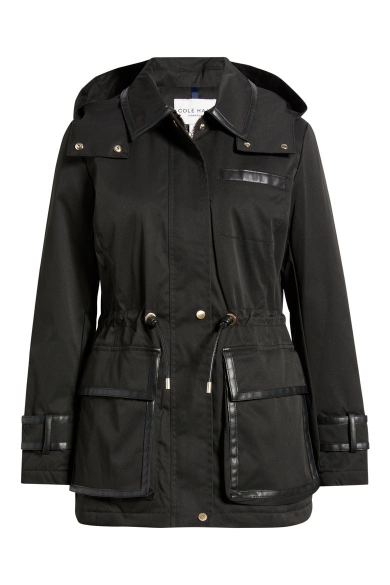 Hooded Water Resistant Insulated Raincoat, Alternate, color, BLACK