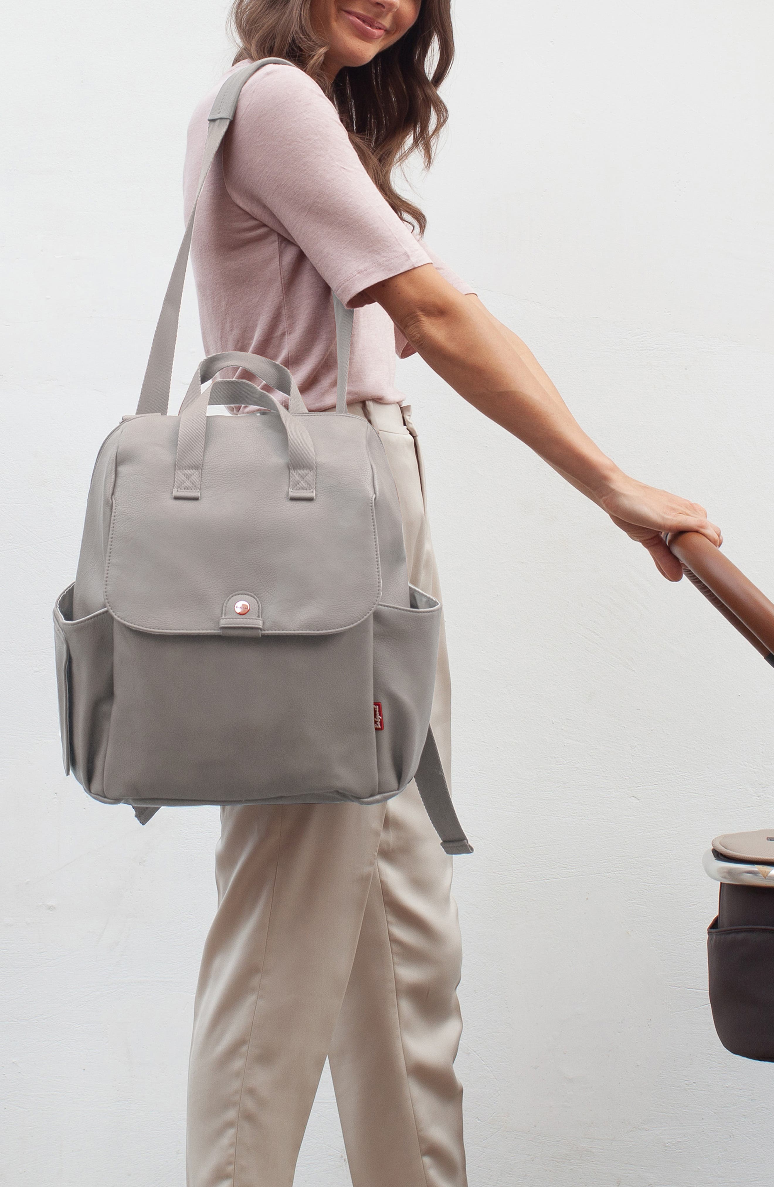 Babymel Robyn Convertible Faux Leather Diaper Backpack, Alternate, color, 